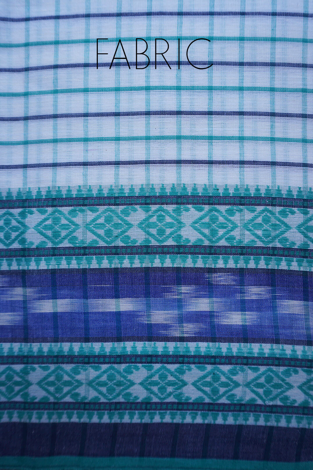 White and teal check Dhaniakhali saree | Niram Neela