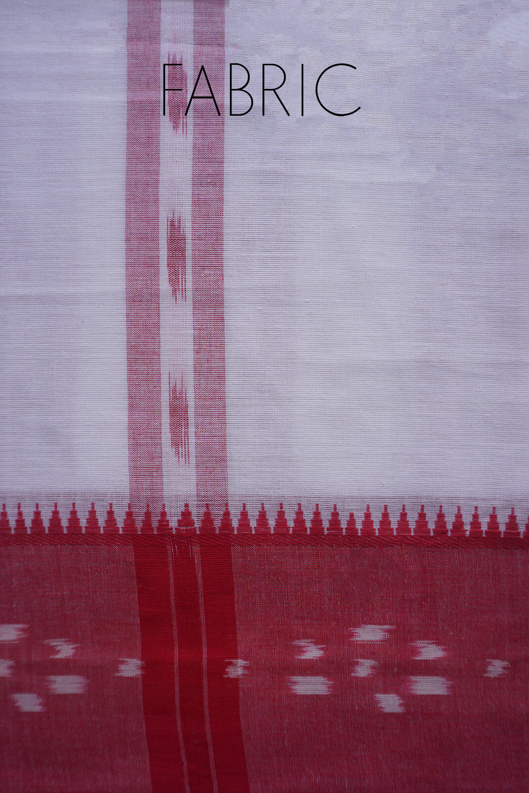 White and red striped Dhaniakhali cotton saree | Niram Neela