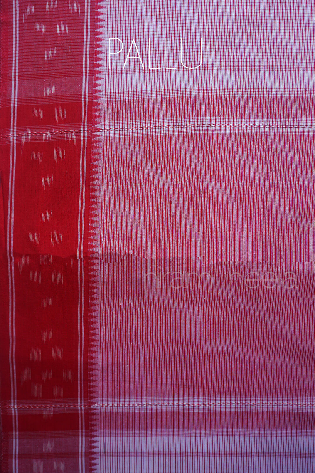 White and red Dhaniakhali cotton saree | Niram Neela
