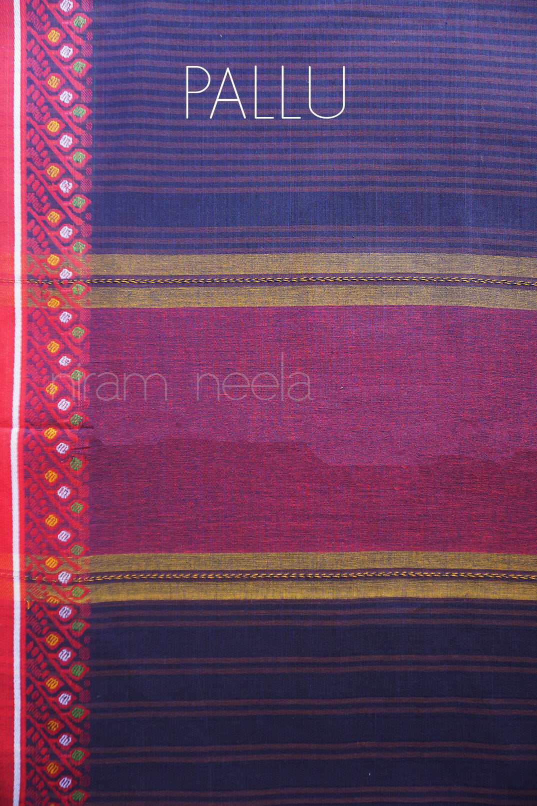 Navy and red pinstriped Dhaniakhali saree | Niram Neela