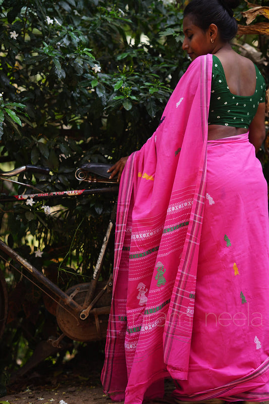 Candy pink Gollabhama cotton saree | Niram Neela