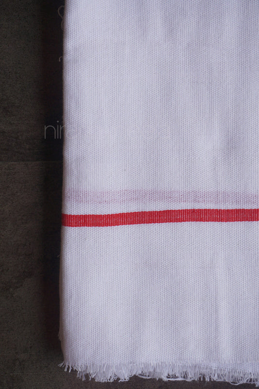 White cotton bath towel | Handloom Kerala thorthu by Niram Neela