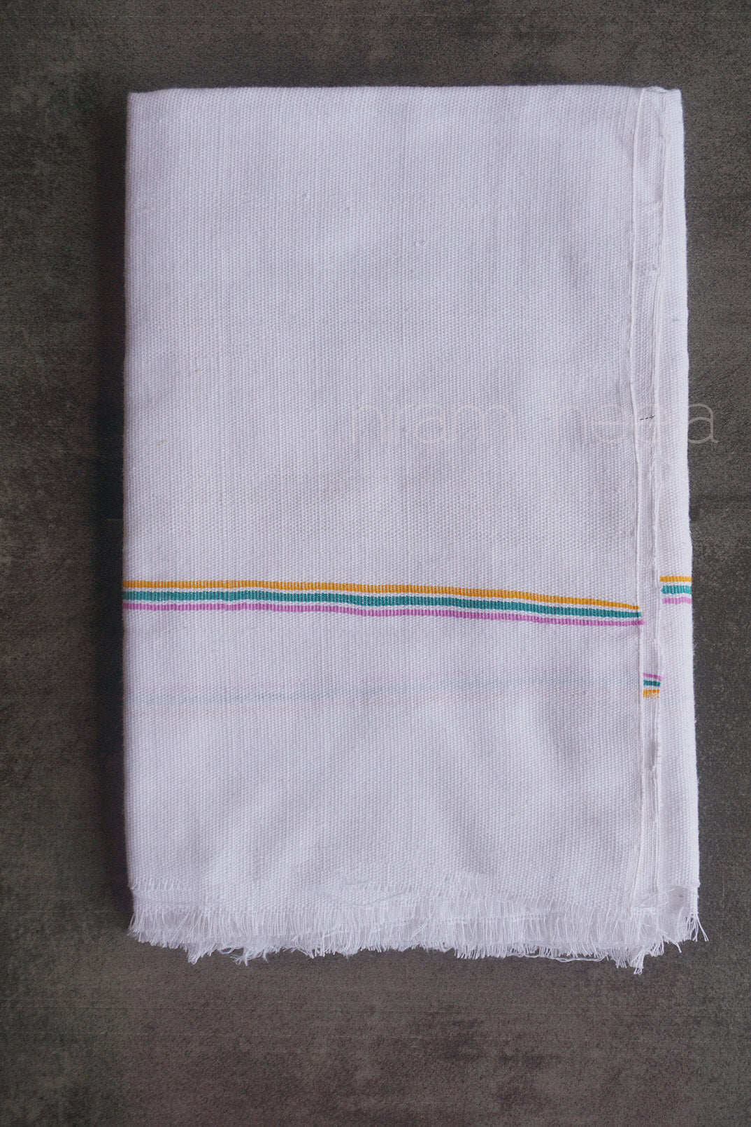 White cotton bath towel | Handloom Kerala thorthu by Niram Neela