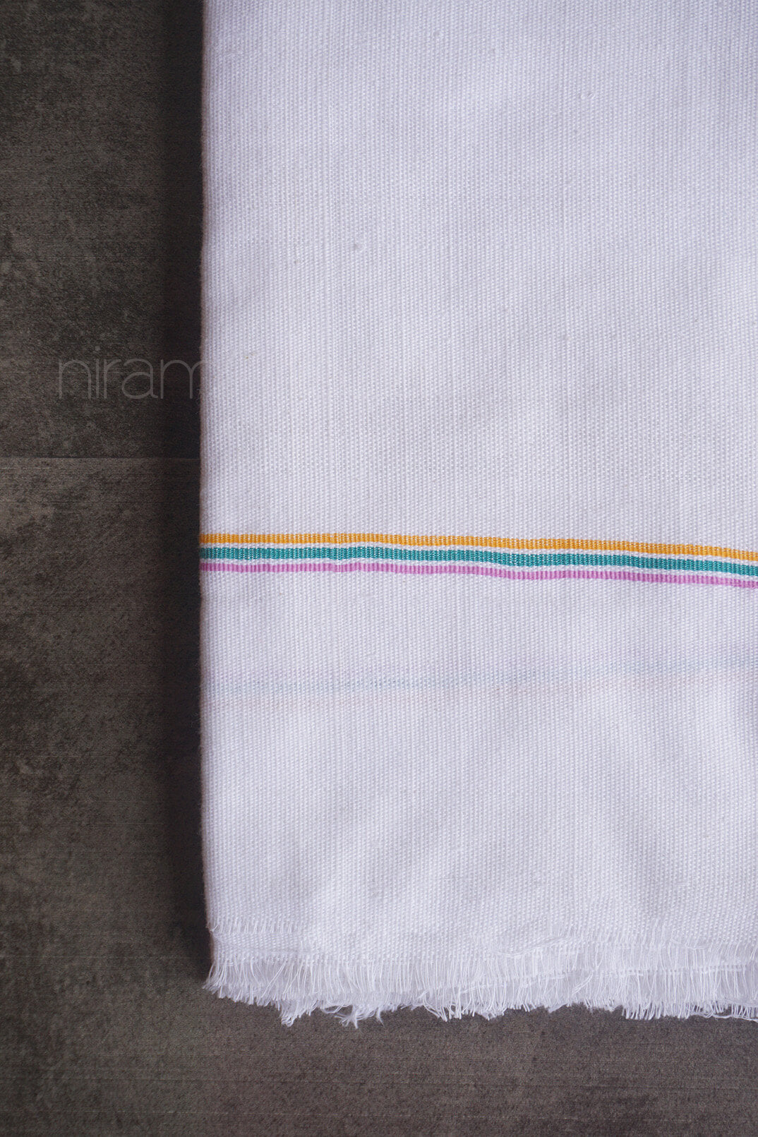 White cotton bath towel | Handloom Kerala thorthu by Niram Neela