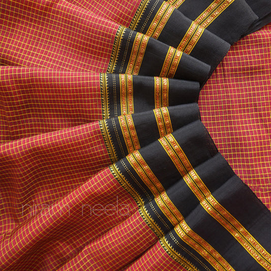 Brown and black Ilkal viscose cotton saree with tope teni pallu | Niram Neela