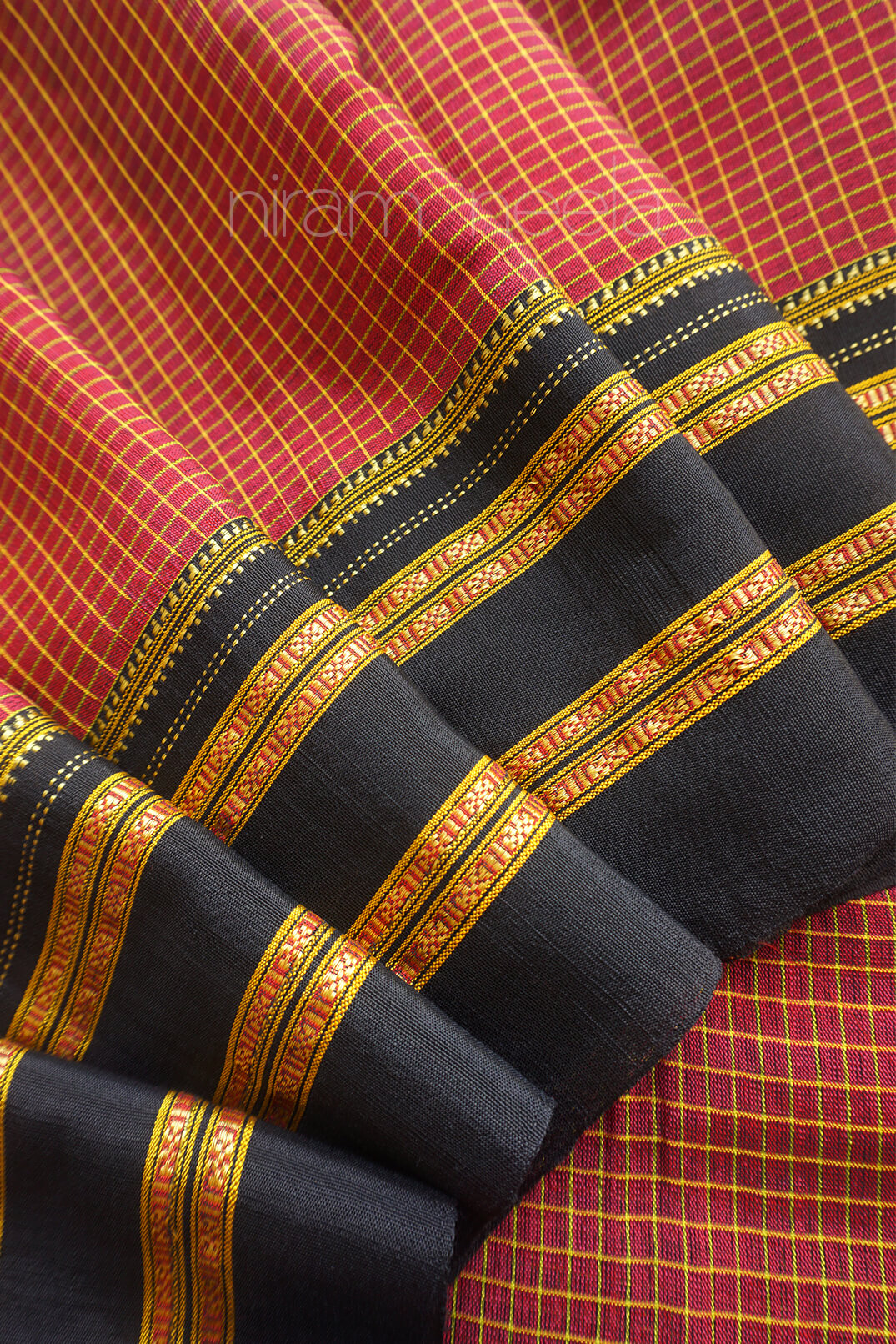 Brown and black Ilkal viscose cotton saree with tope teni pallu | Niram Neela