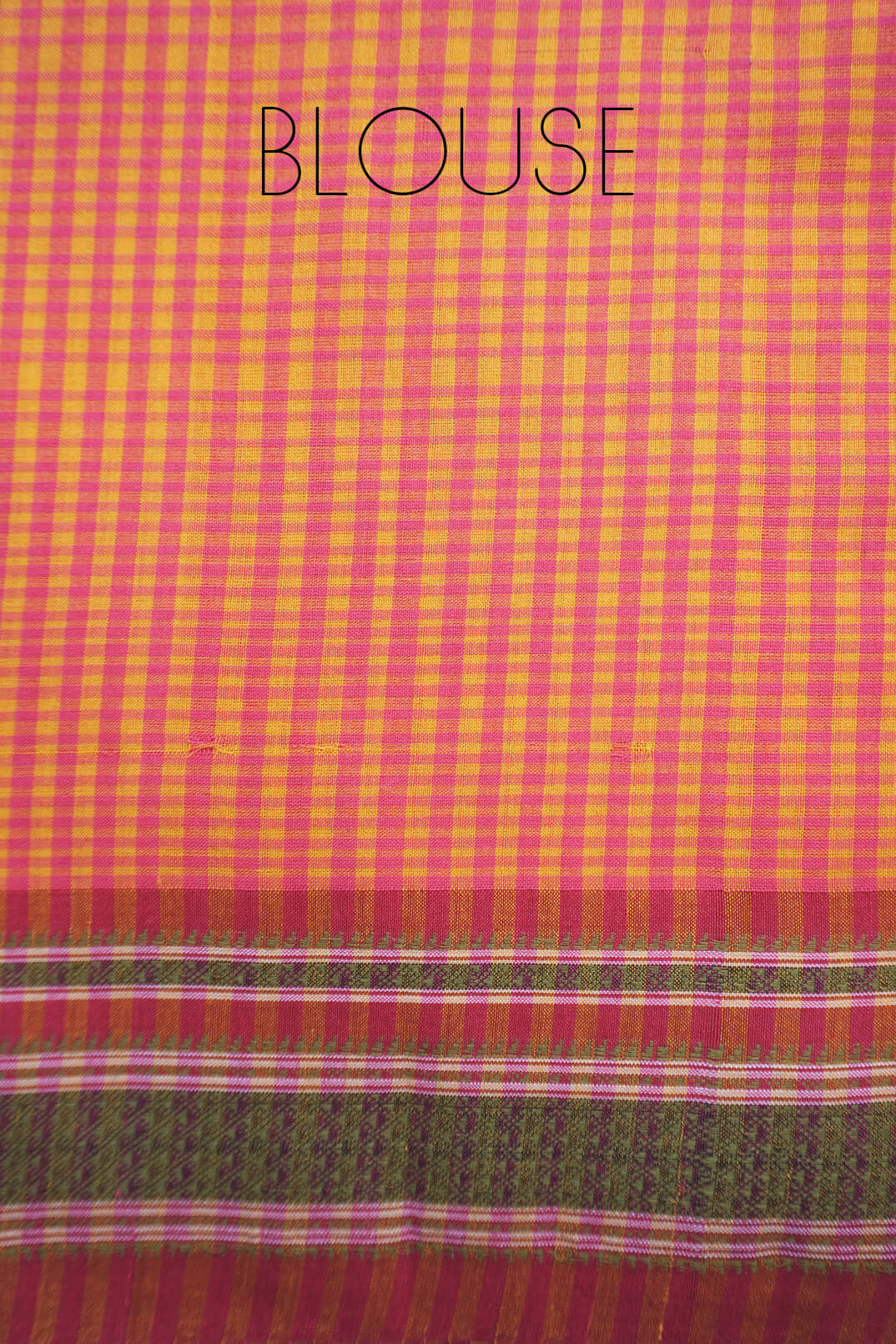 Orange check Ilkal cotton saree - Niram Neela