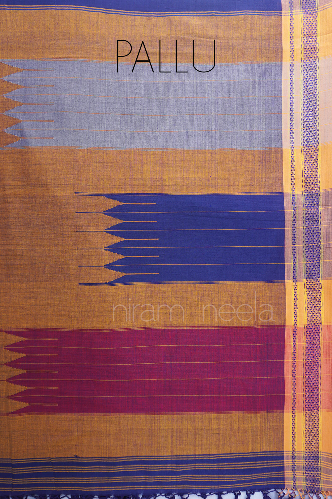 Navy blue Ilkal cotton saree - Niram Neela