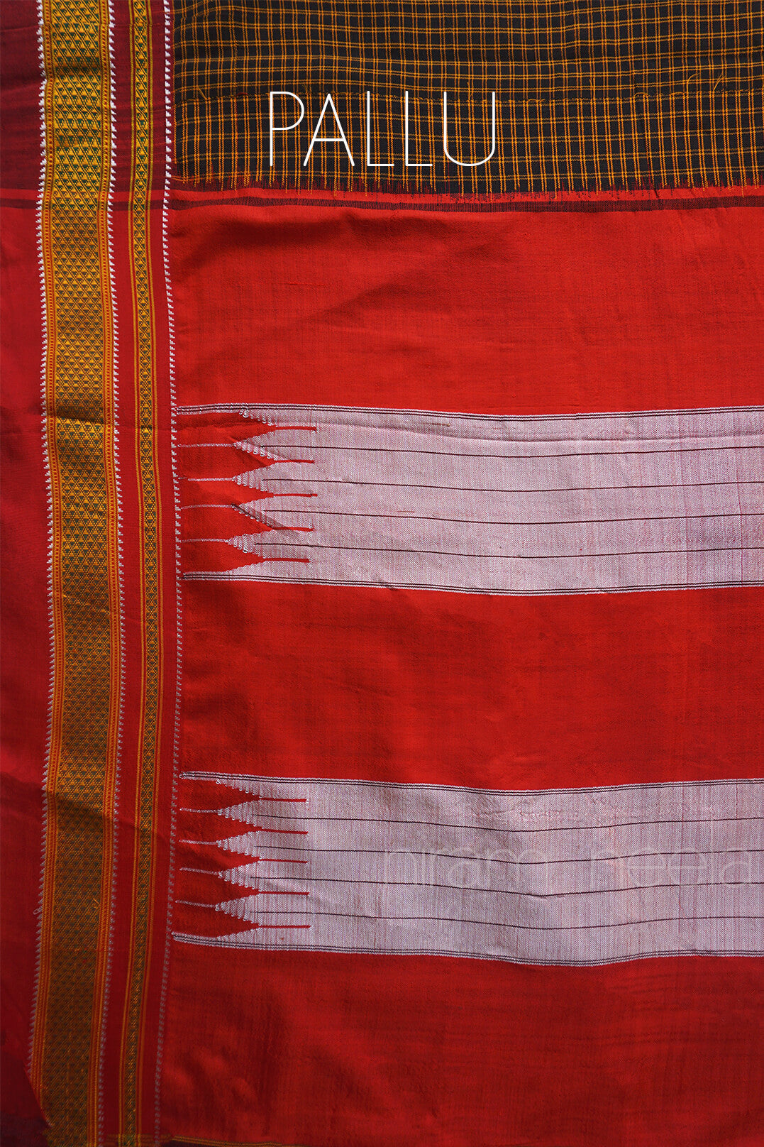 Black and red Ilkal viscose cotton saree | Niram Neela