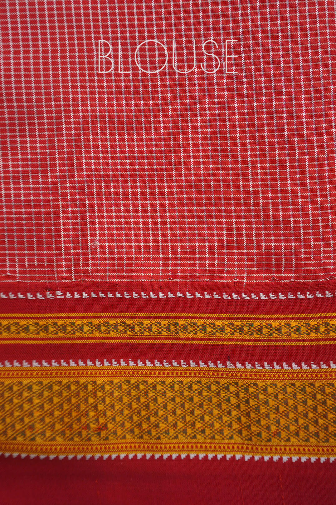 Red checkered Ilkal viscose cotton saree | Niram Neela