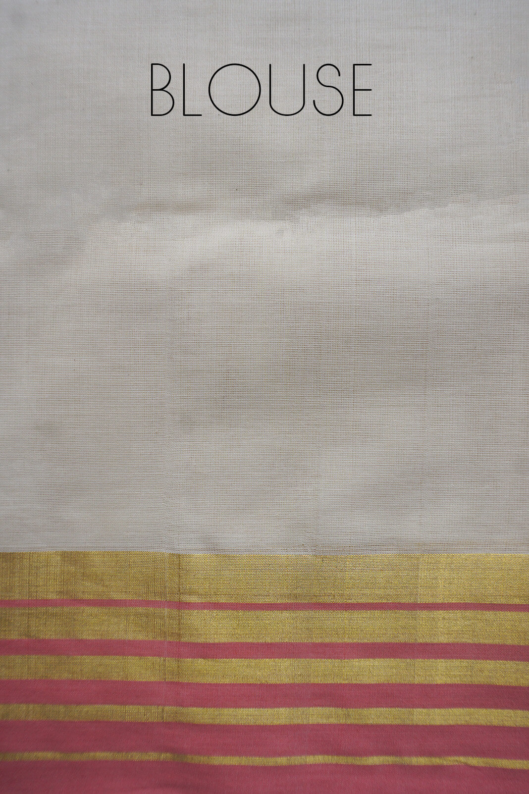 Ivory and rose pink Kerala Kasavu cotton saree | Niram Neela
