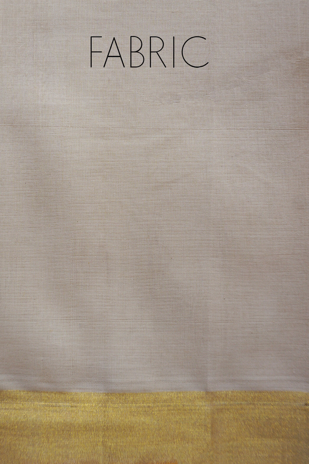 A close-up of a fabric sample with the word 'FABRIC' printed at the top. 