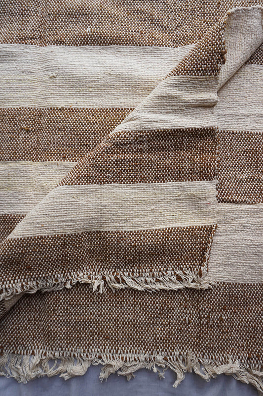 Cream and brown handspun cotton yoga mat | Home Linen by Niram Neela