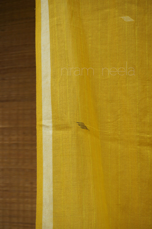 Yellow and white Bengal jamdani cotton duppatta