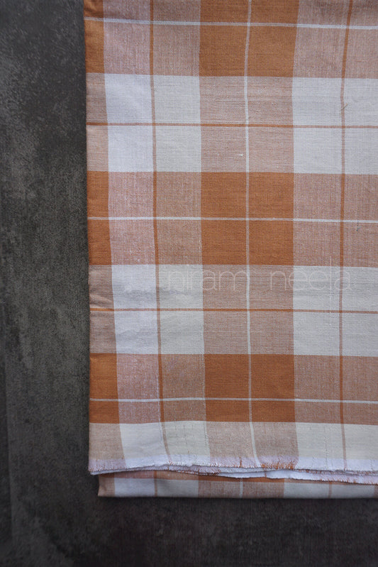 White and sandal handwoven cotton lungi |  Men's lungi from Niram Neela