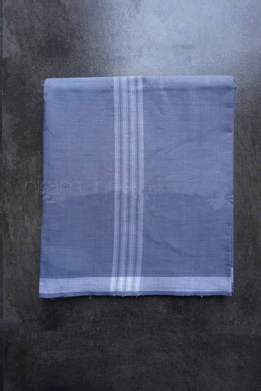 Grey dhoti  with white stripes on a dark background | Dhotis for men by Niram Neela
