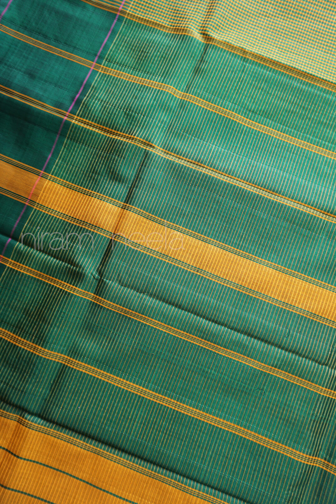Yellow and green Koorainadu silk cotton saree | Sico check saree by Niram Neela