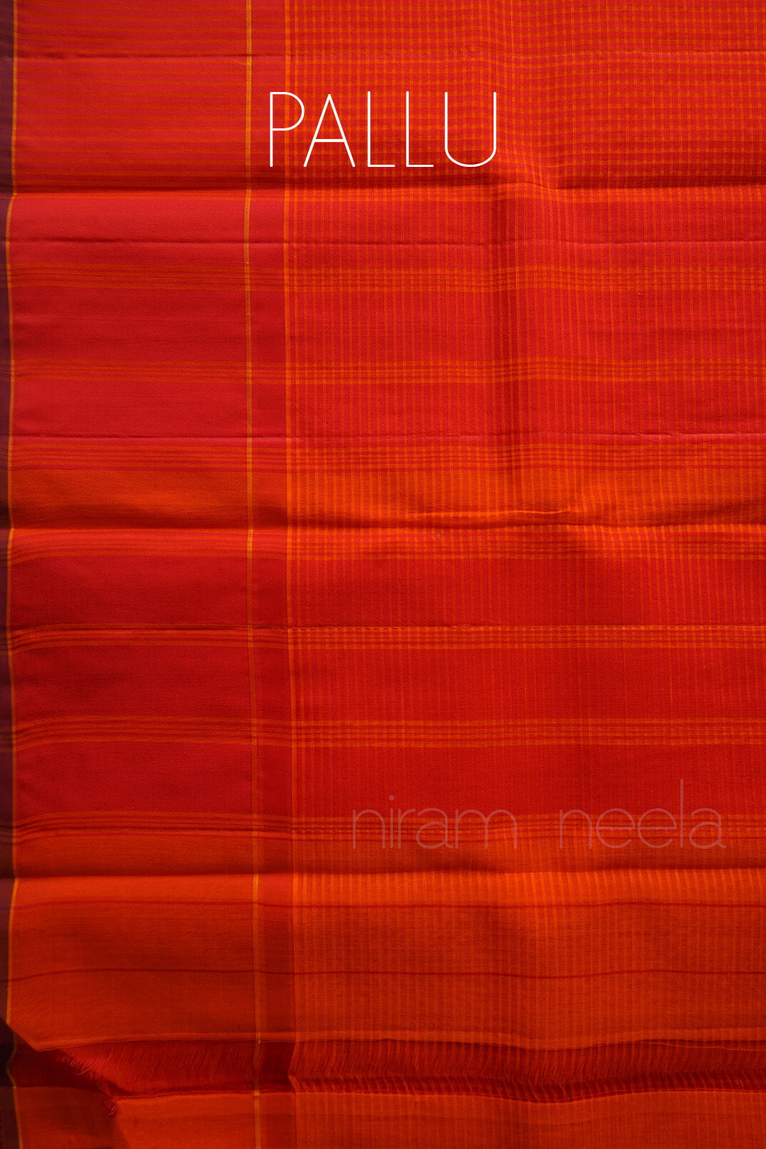 Orange and red Koorainadu silk cotton saree | Niram Neela