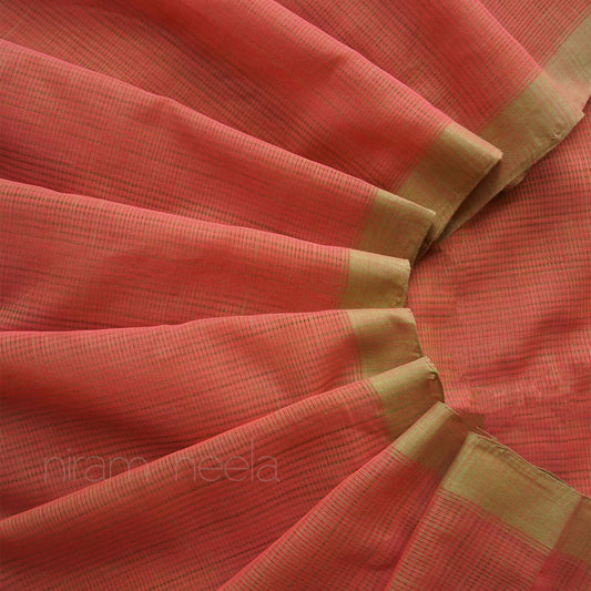 Brown and olive Mangalagiri soft cotton saree | Niram Neela