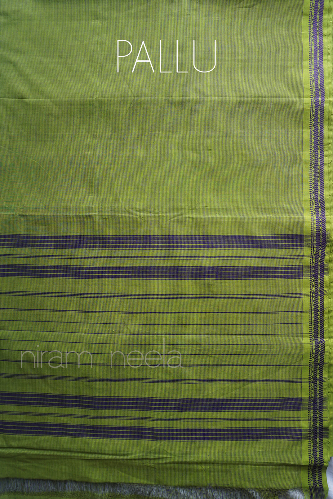 Green and violet Mangalagiri cotton saree - Niram Neela