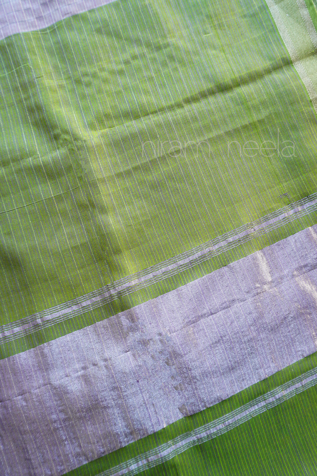 Lavender and green Mangalagiri silk cotton saree - Niram Neela