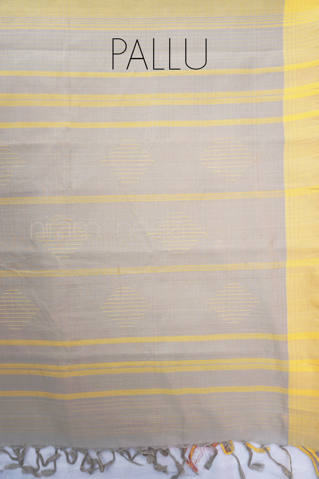 Ochre and yellow Mangalagiri cotton saree - Niram Neela