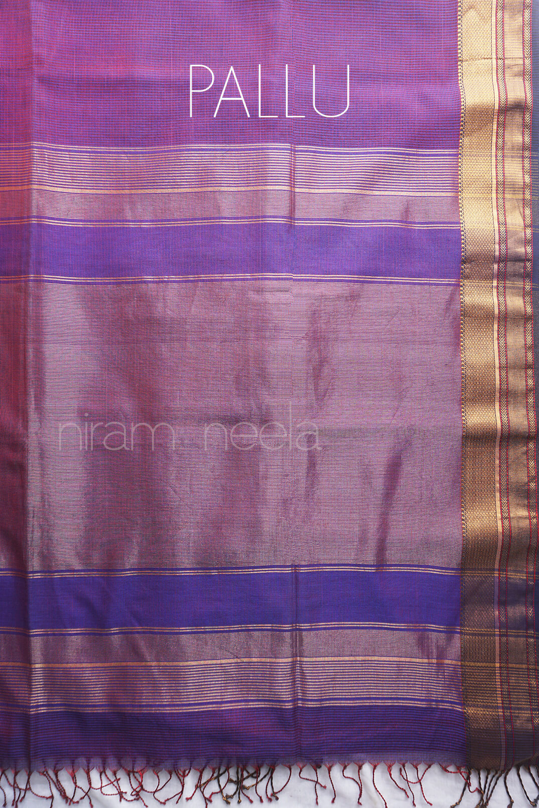 Violet and black Maheshwari silk cotton saree | Festive edit by Niram Neela