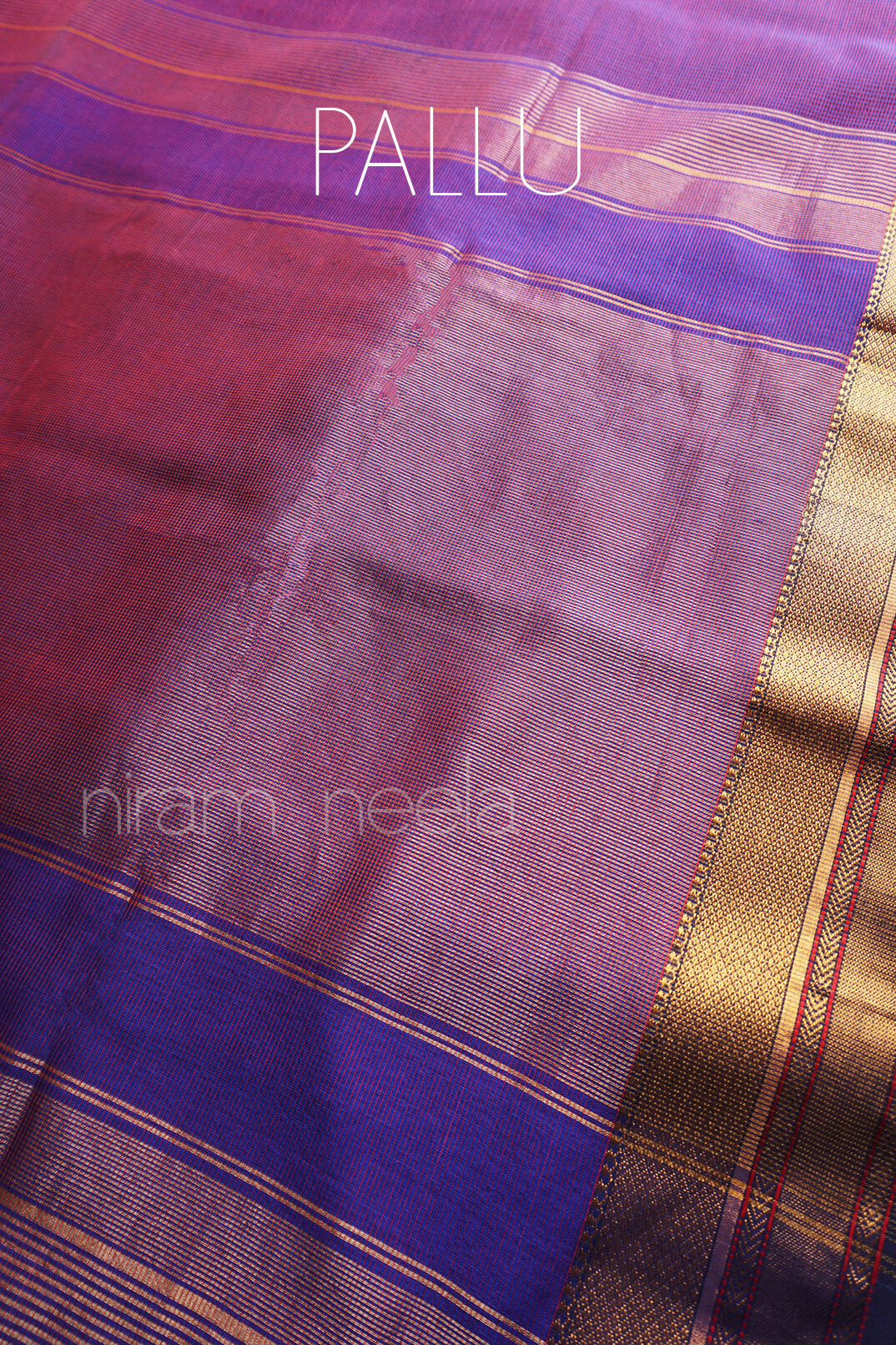 Violet and black Maheshwari silk cotton saree | Festive edit by Niram Neela