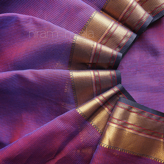 Violet and black Maheshwari silk cotton saree | Festive edit by Niram Neela