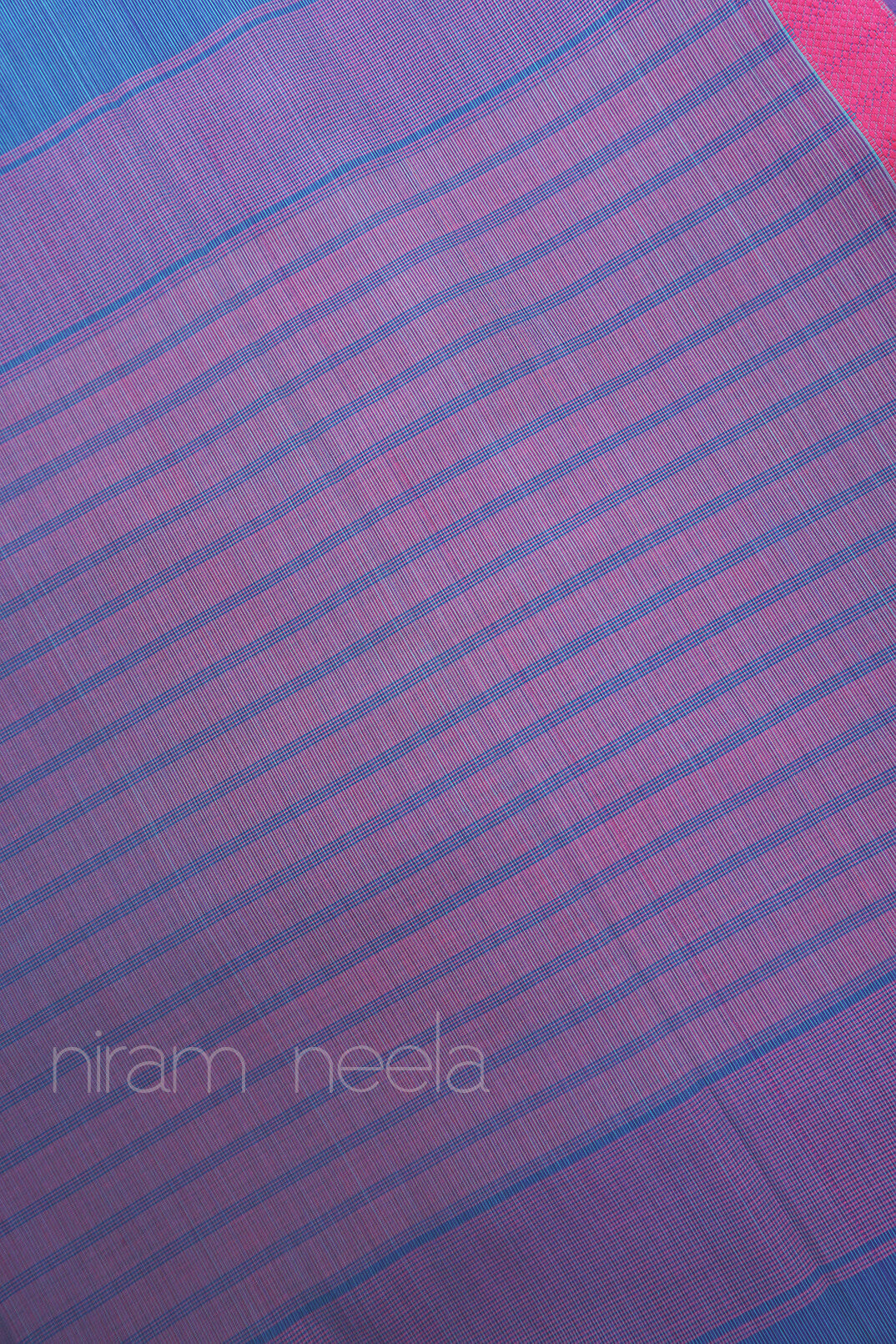 Blue and pink Maheshwari cotton saree - Niram Neela