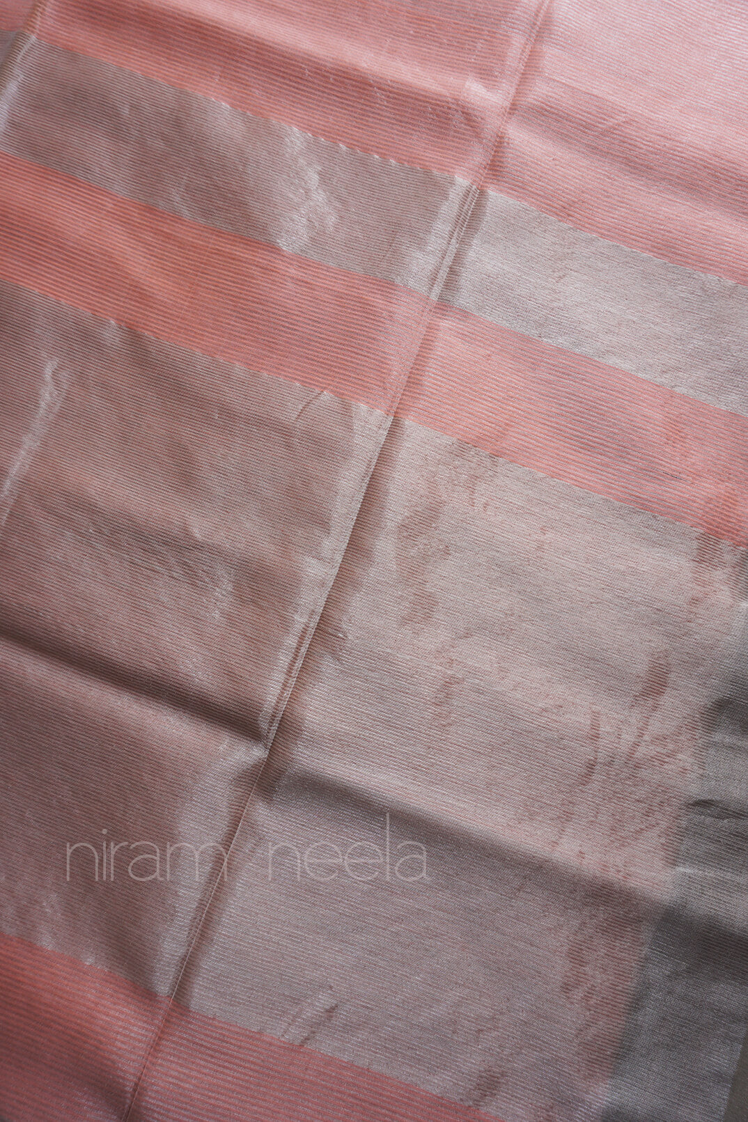 Peach Maheshwari silk cotton tissue saree | Festive edit by Niram Neela