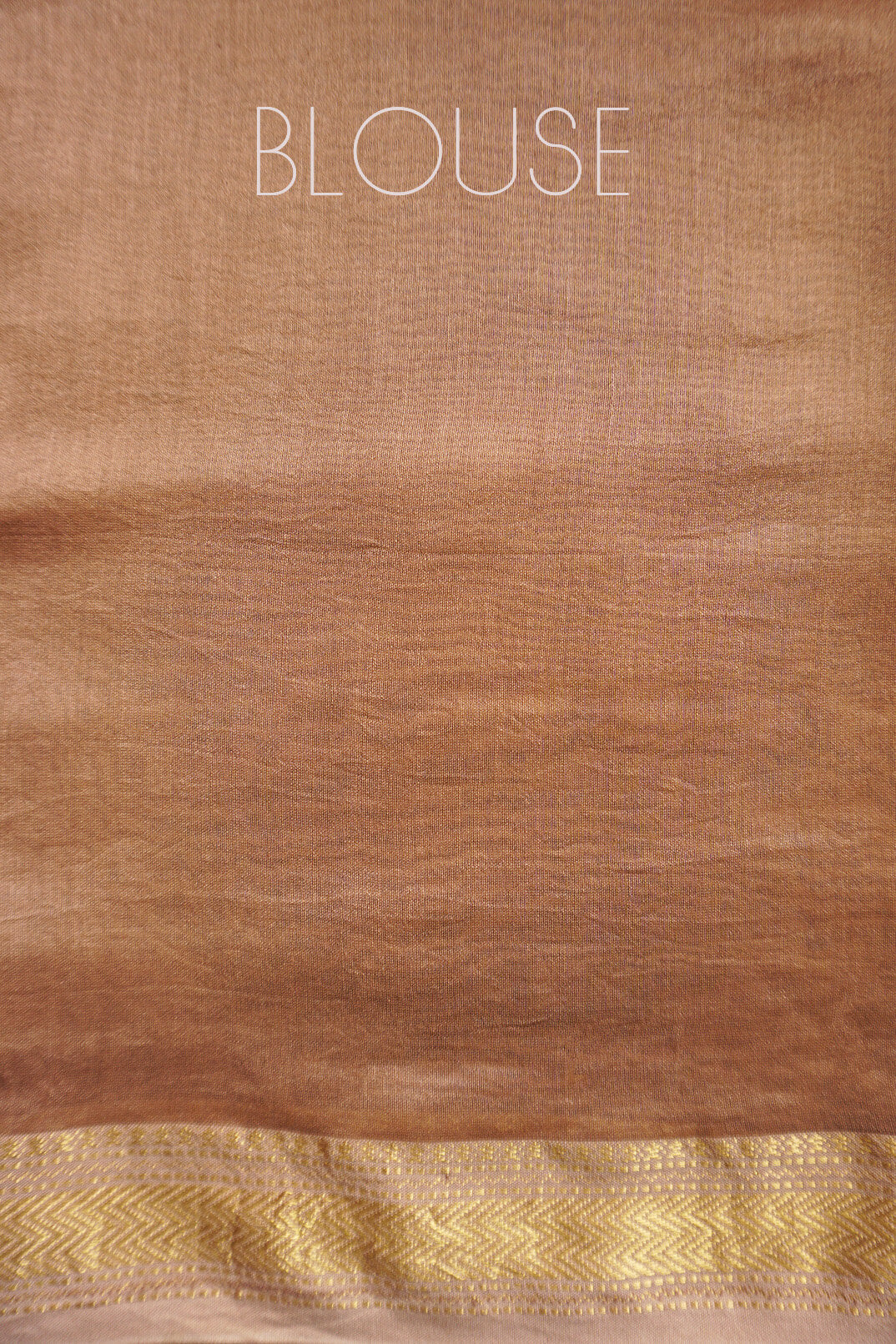 Brown and yellow block printed Maheshwari silk cotton saree | Niram Neela