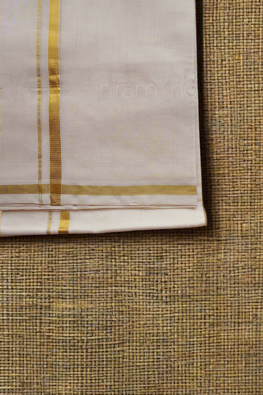 Ivory and gold double Kasavu dhoti mundu - Niram Neela