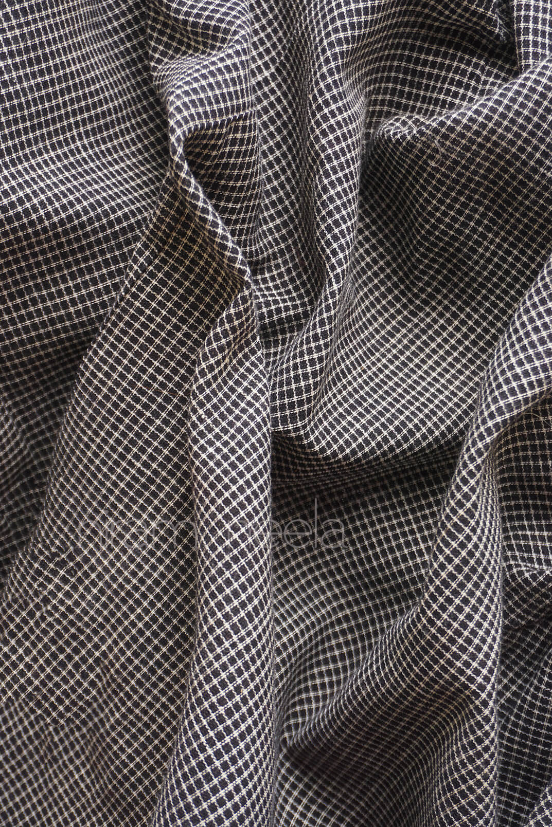 Close-up of black and white checkered fabric