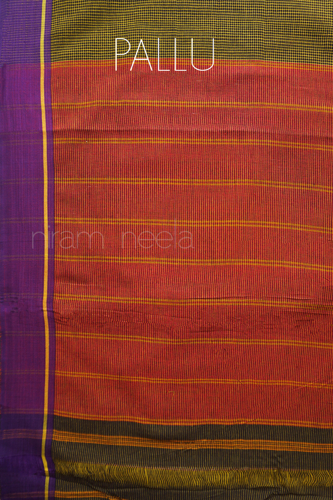 Olive and violet Patteda anchu cotton saree | Niram Neela