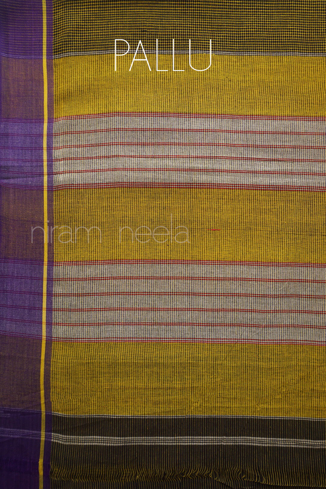 Olive and violet Patteda anchu cotton saree | Niram Neela