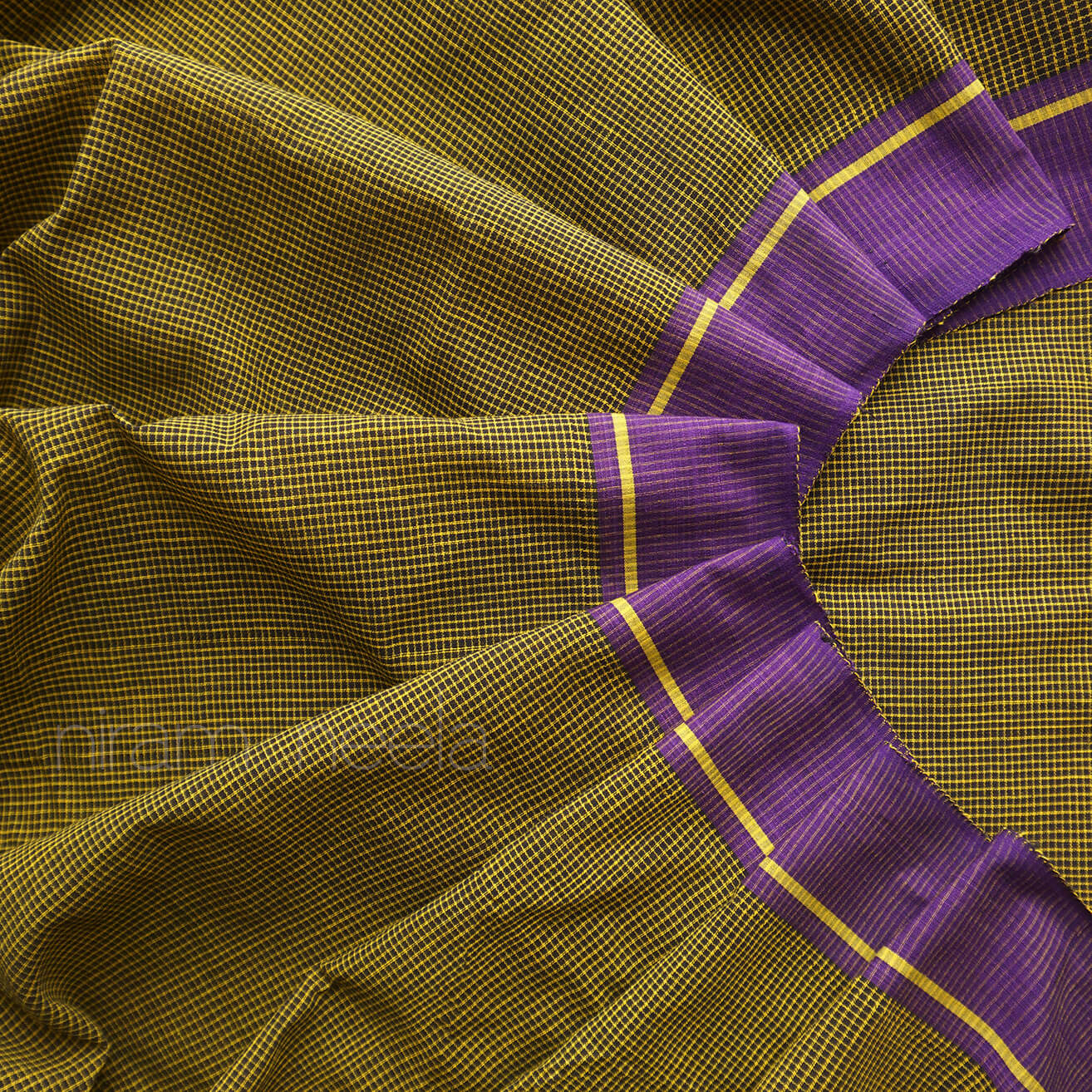 Olive and violet Patteda anchu cotton saree | Niram Neela