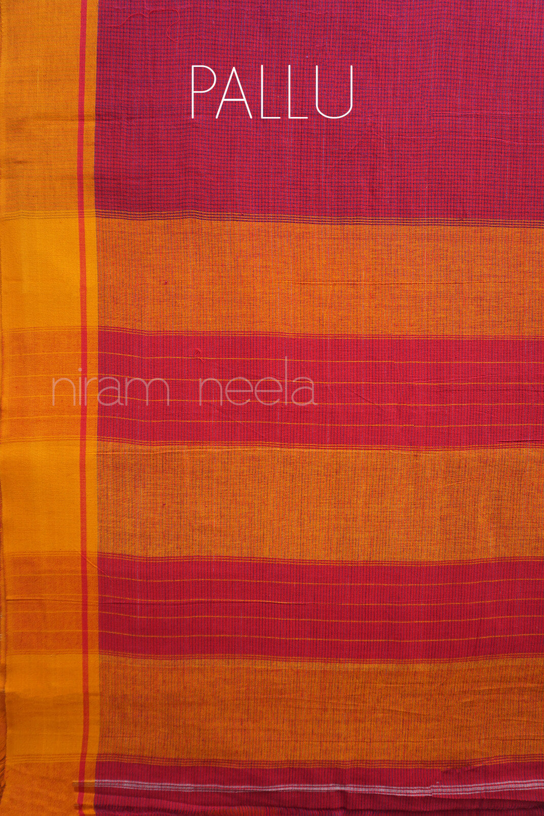 Red and yellow Patteda anchu cotton saree | Niram Neela