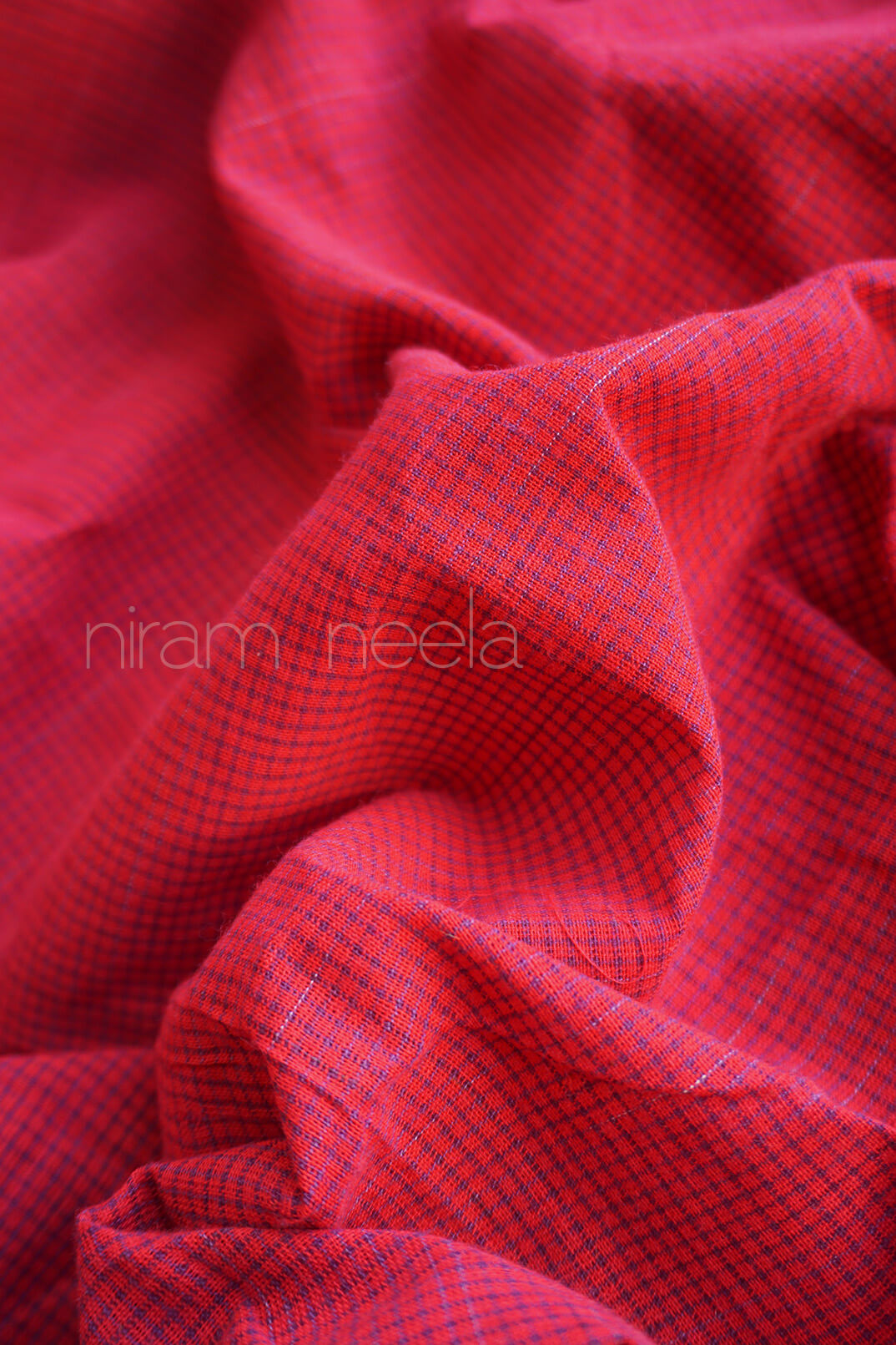 Red and yellow Patteda anchu cotton saree | Niram Neela