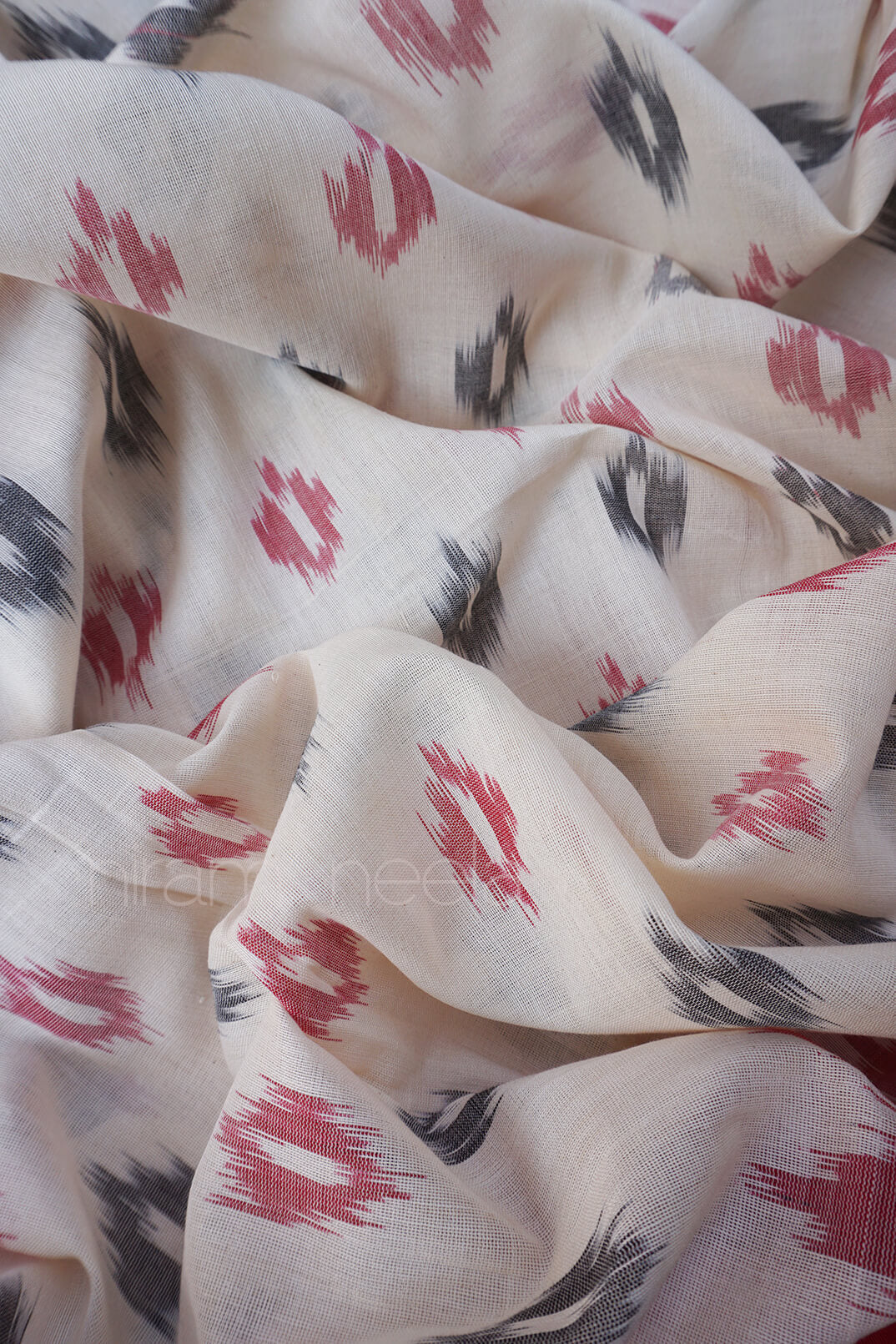 Ivory and yellow Pochampally ikat cotton saree - Niram Neela