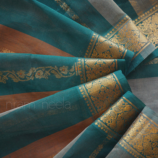 Green and ochre Godavari cotton saree | Festive sarees by Niram Neela