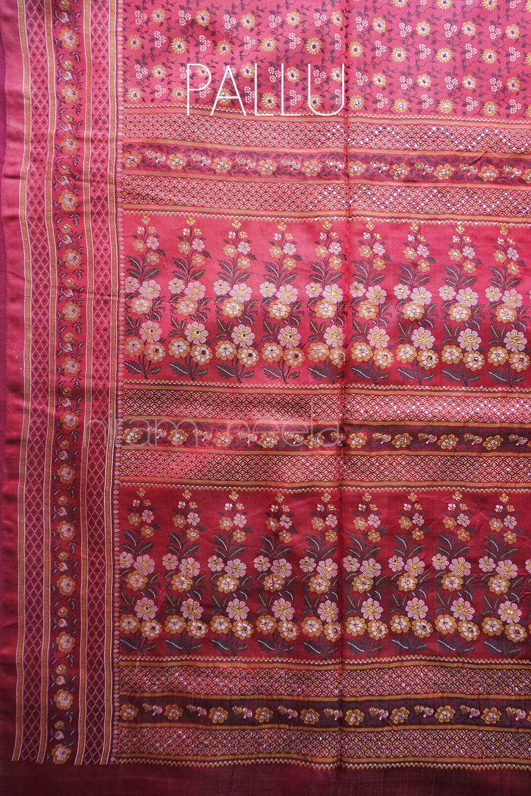 Pre-loved Wine Himroo pure silk saree | Niram Neela