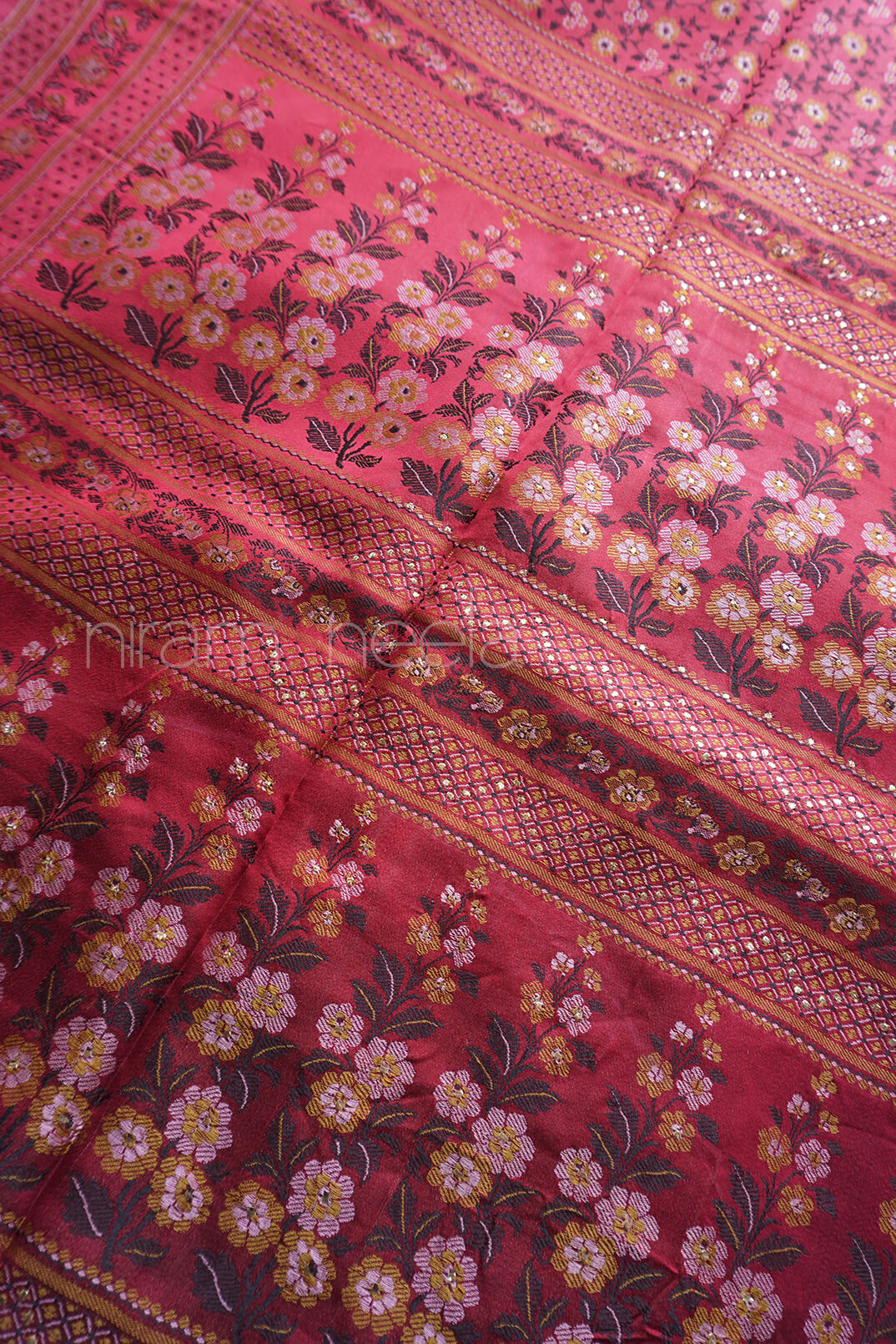 Pre-loved Wine Himroo pure silk saree | Niram Neela