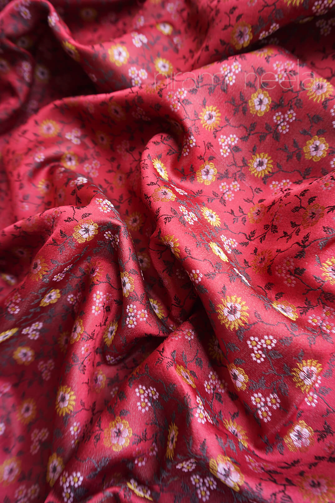 Pre-loved Wine Himroo pure silk saree | Niram Neela
