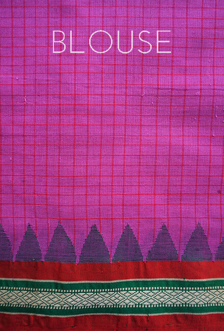 Pink and red Ponduru handspun cotton saree - Niram Neela