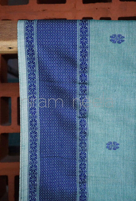 Teal and blue Sausar cotton saree - Niram Neela