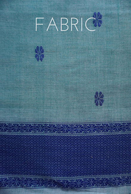 Teal and blue Sausar cotton saree - Niram Neela
