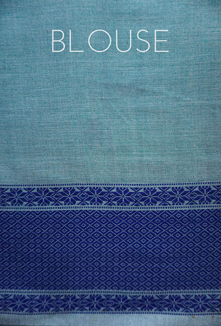 Teal and blue Sausar cotton saree - Niram Neela