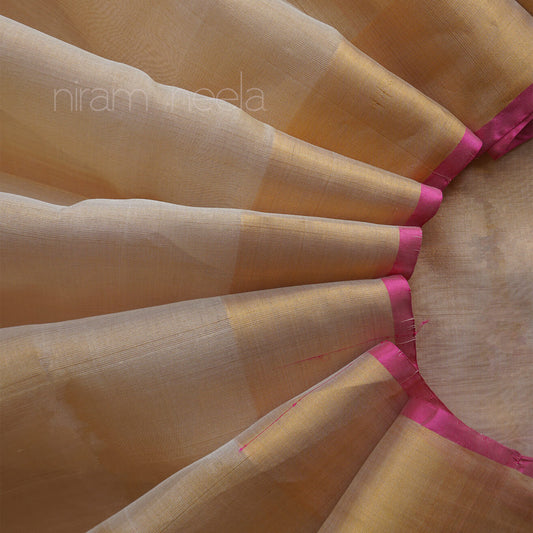 Ivory and pink Uppada silk tissue saree | Niram Neela