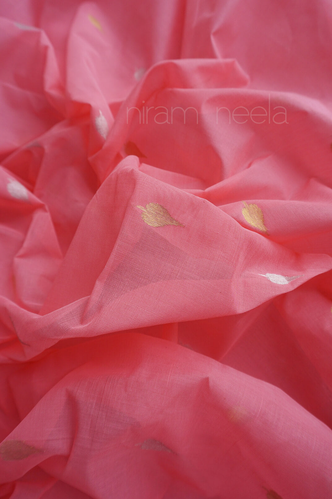 Pink and green handloom Venkatagiri jamdani cotton saree for women from Niram Neela online